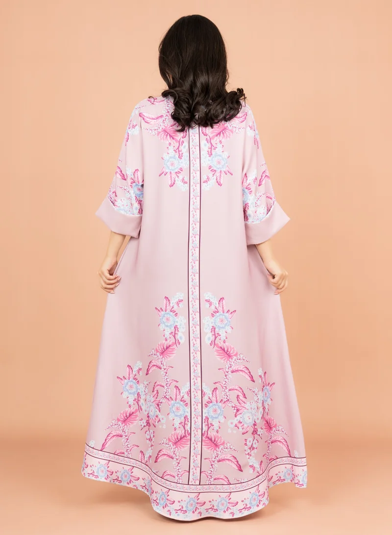 IKKXA Crystal Enchant Print Jalabiya IK1017 Pink