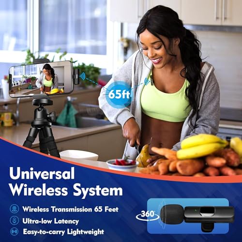 TECHNOVIEW Wireless Microphone Lavalier Lapel Microphone for Android,iPhone - Cordless Omnidirectional Condenser Recording Mic for Interview,Youtubers,Video Recording, Live Streaming(Dual-Black) - Image 3