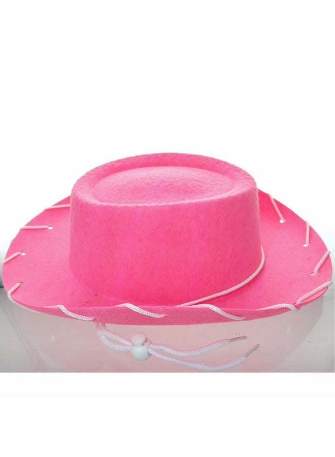 GiftExpress GiftExpress Pink Felt Cowboy Hat with Chin Strap - Cowgirl Costume Accessory for USA Western Rodeo Theme Party & Pretend Play - Young Boy & Girls, Child Size  - Image 2
