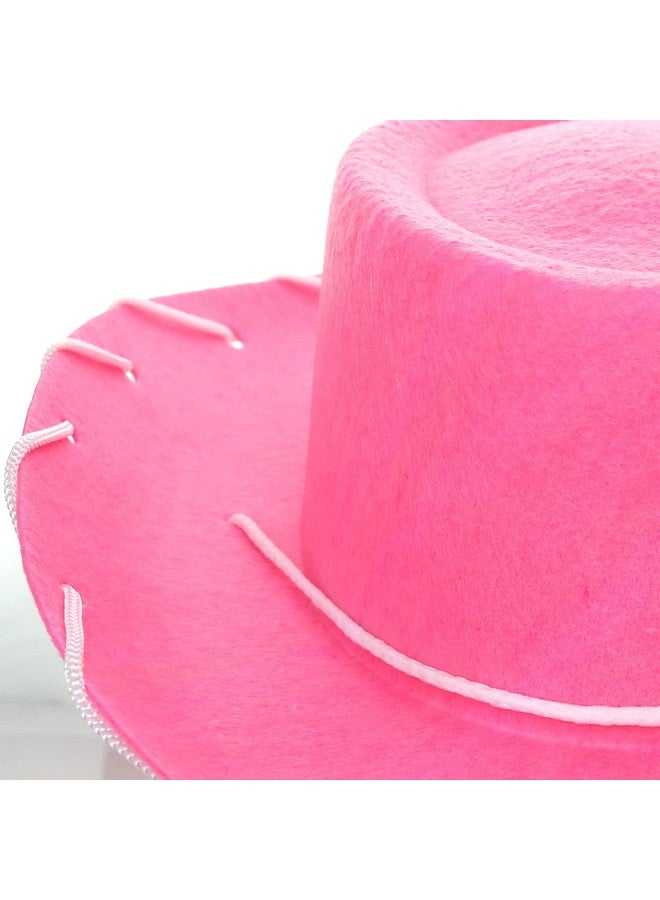 GiftExpress GiftExpress Pink Felt Cowboy Hat with Chin Strap - Cowgirl Costume Accessory for USA Western Rodeo Theme Party & Pretend Play - Young Boy & Girls, Child Size  - Image 3