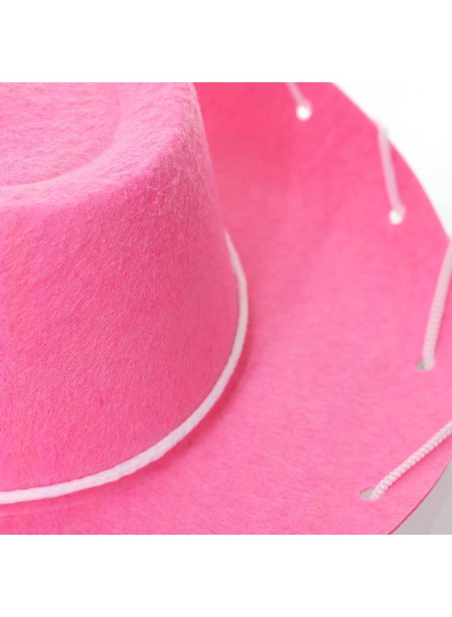 GiftExpress GiftExpress Pink Felt Cowboy Hat with Chin Strap - Cowgirl Costume Accessory for USA Western Rodeo Theme Party & Pretend Play - Young Boy & Girls, Child Size  - Image 4