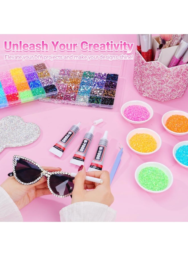 ATRJSZ 48000Pcs Resin Jelly Rhinestones Flatback 3mm,Multicolor Bedazzling Gems for Nail Art, Diamond Painting,Abaya,PhoneCase,Decoration Bedazzler Kit with 3x10ml Glue - Image 5