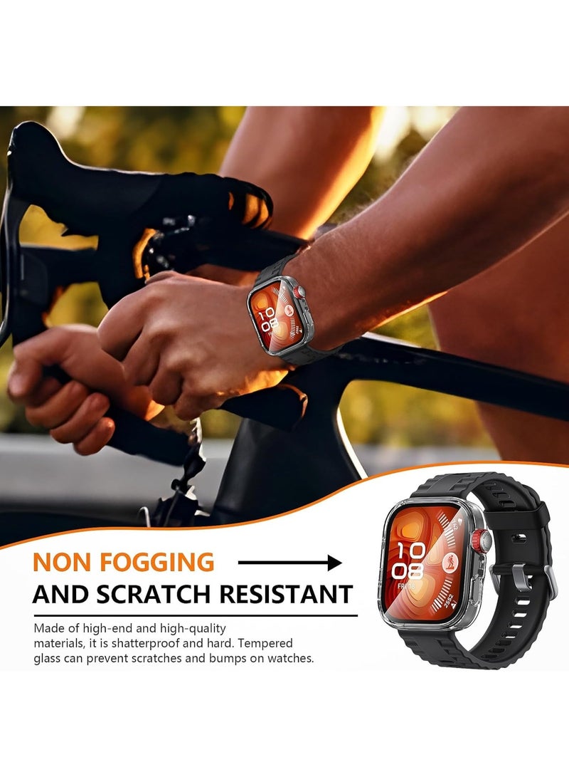 حافظة متوافقة مع ساعة هواوي واتش فيت 4 برو، حافظة صلبة رفيعة ذات تغطية كاملة مع واقي شاشة مدمج من الزجاج المقوى لساعة هواوي واتش فيت 4 برو (شفافة) - Image 4