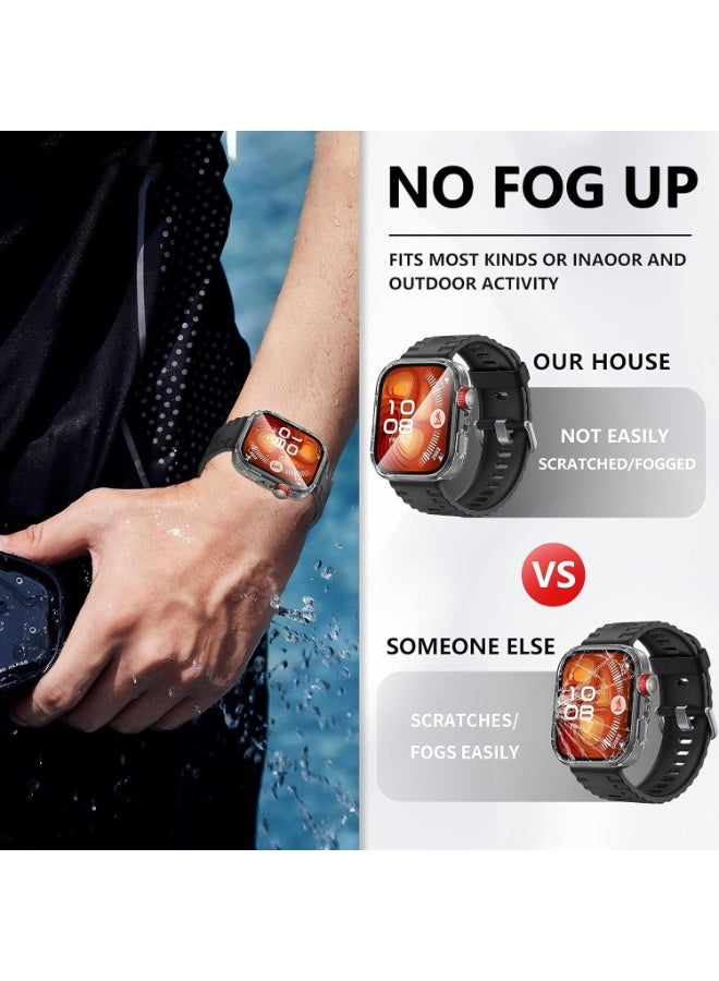 حافظة متوافقة مع ساعة هواوي واتش فيت 4 برو، حافظة صلبة رفيعة ذات تغطية كاملة مع واقي شاشة مدمج من الزجاج المقوى لساعة هواوي واتش فيت 4 برو (شفافة) - Image 5