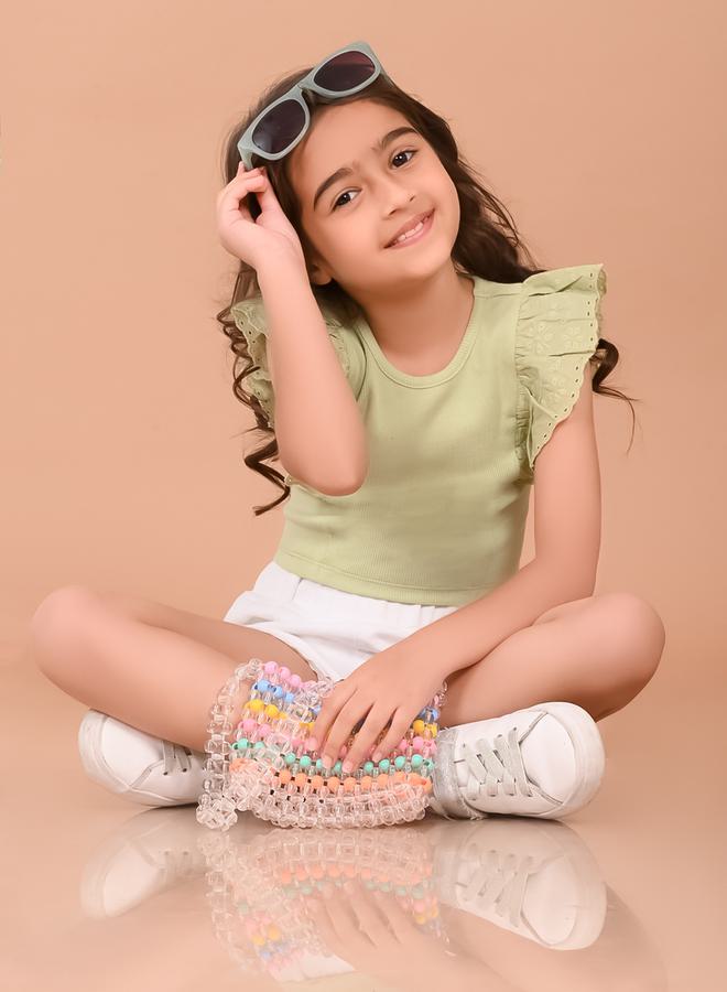 ليل بيكس بلوزة قصيرة بتفاصيل مضلعة مع كشكش - Image 2