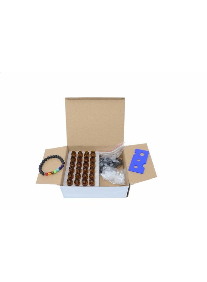 Simply Essential Solutions 24pcs 5mL Drop Top (1.35 dram) Amber Glass 5cc Sample Vial Small Oil Bottle Travel Must + a 7 Chakra Lava Bead Bracelet for Oil diffusing & Bottle Insert Removal Tool - Image 2