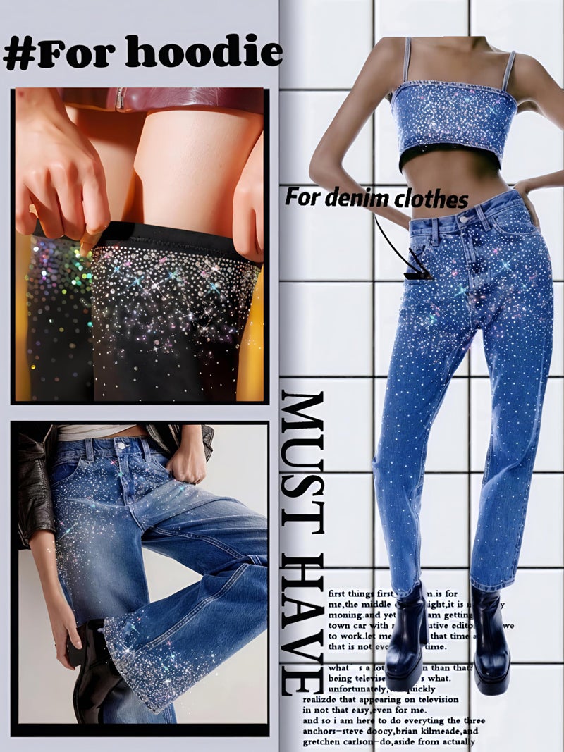 GARBODIY 12 Sheets Ab Iron On Rhinestone Sheets For Heat Press | Hotfix Rhinestone Transfers  Flat Round Crystal Decals  Glitter Gems Stickers  Iron On Patches For T-Shirts  Denim  Clothing  Diy Crafts - Image 3