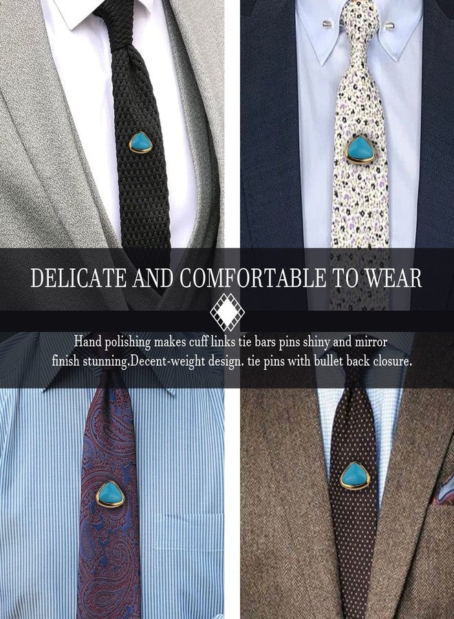 HAWSON دبابيس ربطة العنق مع سلسلة للرجال، مجوهرات أو إكسسوارات للزفاف، عيد الميلاد، عيد الميلاد، عيد الحب، تركواز - Image 3