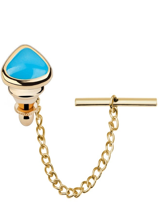 HAWSON دبابيس ربطة العنق مع سلسلة للرجال، مجوهرات أو إكسسوارات للزفاف، عيد الميلاد، عيد الميلاد، عيد الحب، تركواز - Image 1