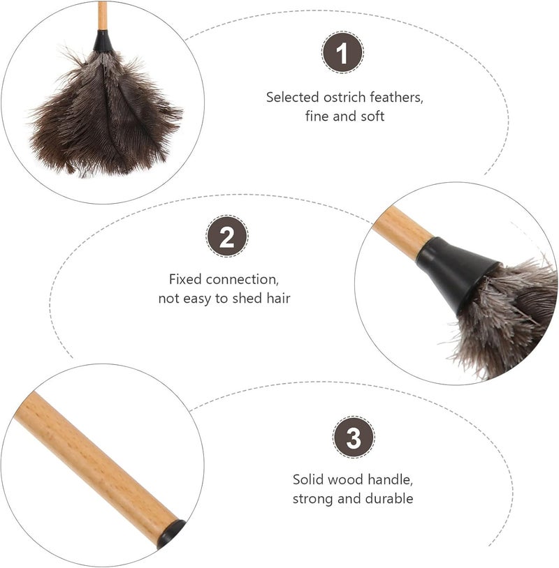 woobles Black Ostrich Feather Duster for Car Interior Exterior Blinds Kitchen Keyboard Office Cleaner Fluffy Duster - Image 3