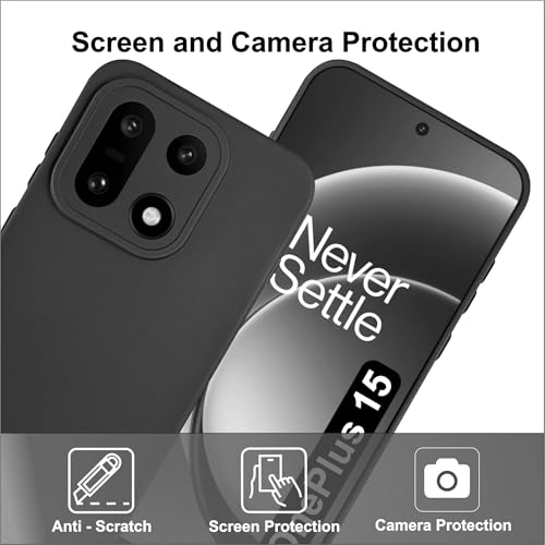 SBMS Silicone Back Cover Case for OnePlus 15 5G | Soft Micro-Fibre Lining Inside | Camera Protection Bump | Shockproof Back Cover Case for OnePlus 15 5G (Candy Cloth_Black) - Image 2