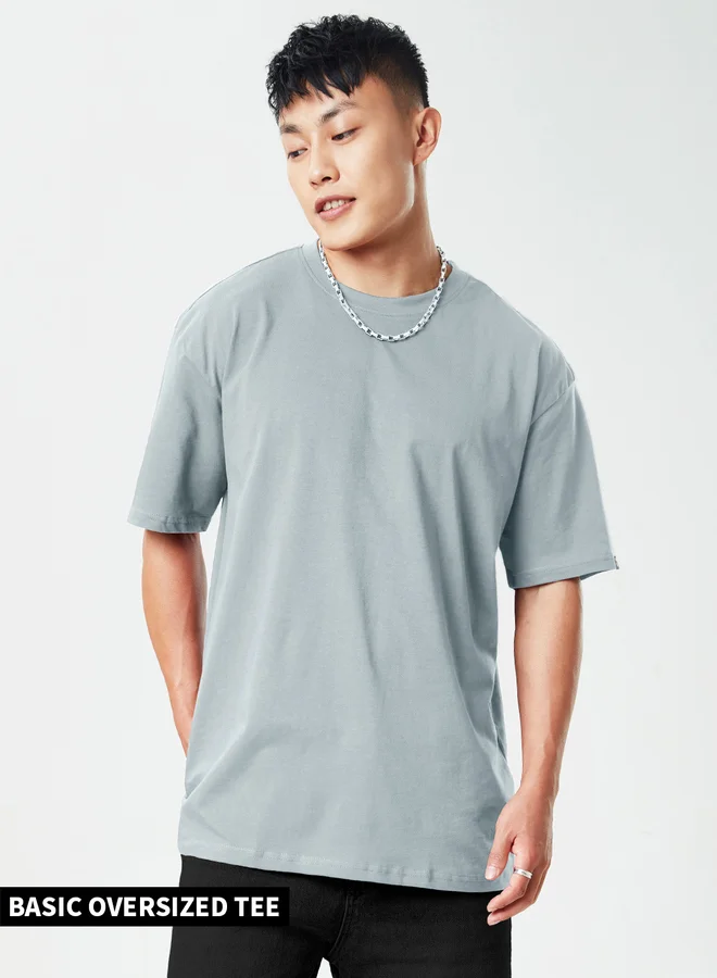 The Souled Store The Souled Store Basic Pearl Coloured Oversized T-Shirts for Men and Boys