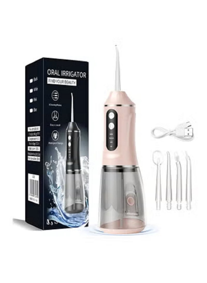 Oral For a Beautiful Smile - Upgraded Water Flosser - Portable Cordless Dental Flosser - 3 Cleaning Modes - 4 Multiple Nozzles - 380ml Capacity (Pink) - Image 1