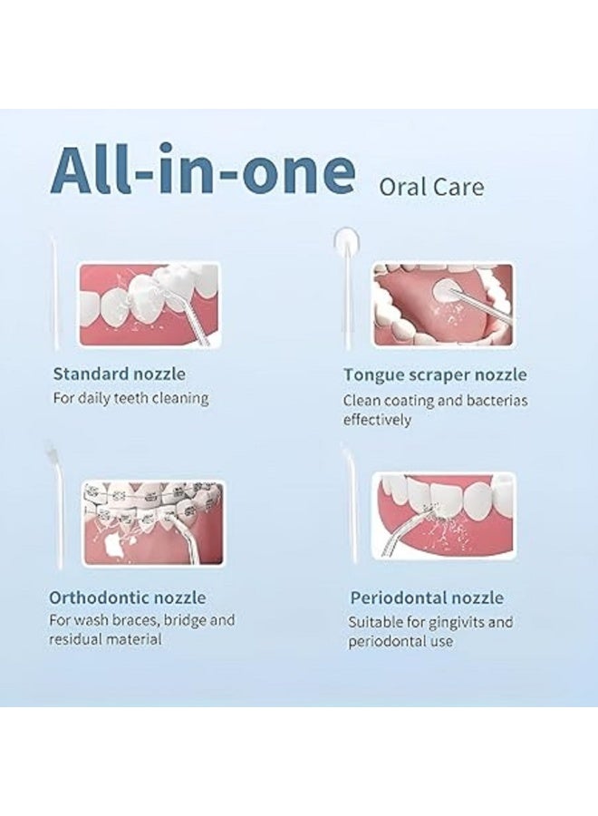 Oral For a Beautiful Smile - Upgraded Water Flosser - Portable Cordless Dental Flosser - 3 Cleaning Modes - 4 Multiple Nozzles - 380ml Capacity (Pink) - Image 5