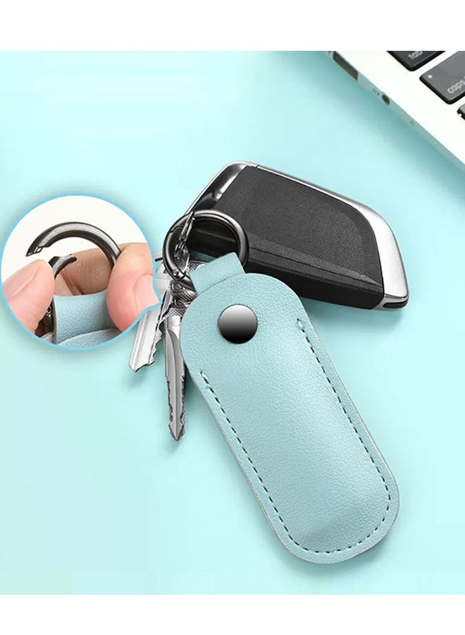 حقيبة مفاتيح من جلد البولي يوريثان، غطاء واقٍ لتخزين كابل بيانات USB، محفظة مفاتيح ومحفظة بطاقات ومحفظة جلدية (أزرق) - Image 5