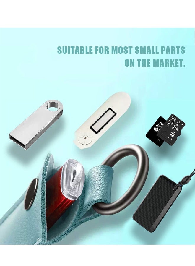 حقيبة مفاتيح من جلد البولي يوريثان، غطاء واقٍ لتخزين كابل بيانات USB، محفظة مفاتيح ومحفظة بطاقات ومحفظة جلدية (أزرق) - Image 3
