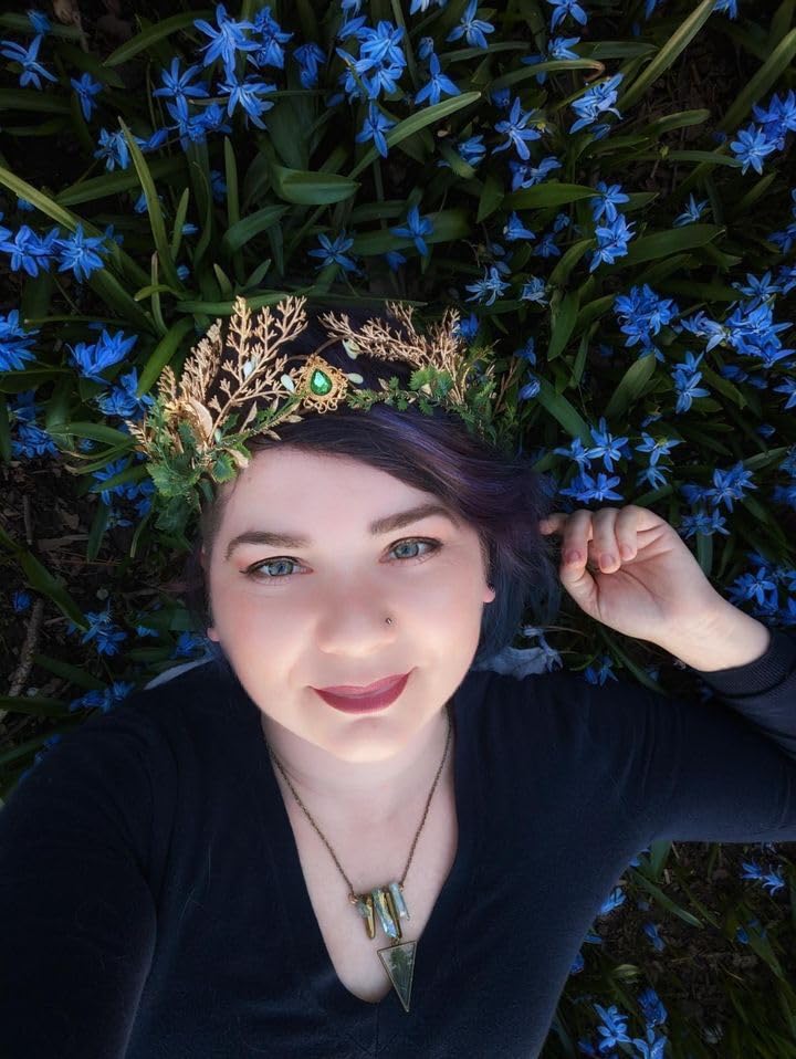 MOSTORY Handmade Woodland Fairy Crown Elf Forest Headpiece Medieval Leaf Circlet for Men Prince Adult God Cosplay Renaissance Halloween Wedding Gold Green - Image 5