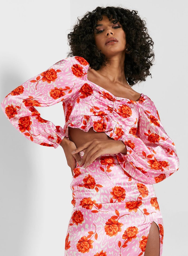 TOPSHOP Floral Print Midi Skirt - Image 1