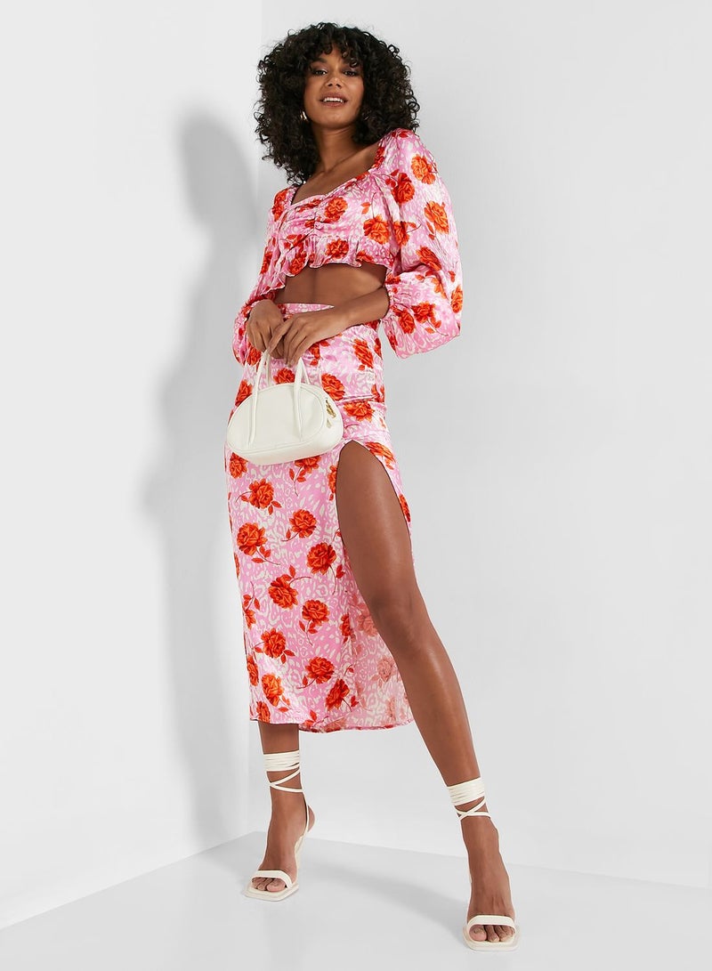 TOPSHOP Floral Print Midi Skirt - Image 4