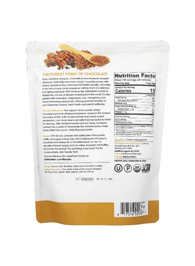 Zint, Pure Organic Cacao Powder, 16 oz (454 g) - Image 2