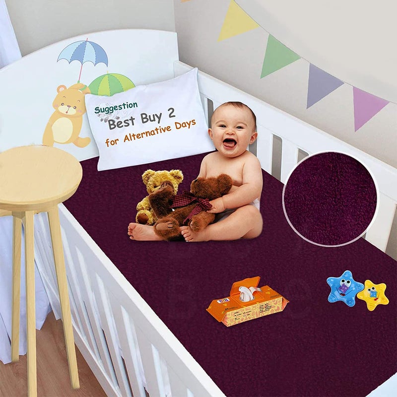 Saugat Traders Waterproof Baby Bed Protector Dry Sheet -Baby Dry Cloth-Small Size 70 * 50, Pack of 2 (Purple-Baby Pink) - Image 3
