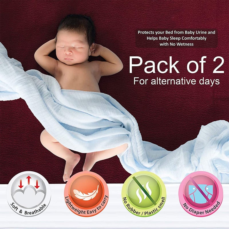 Saugat Traders Waterproof Baby Bed Protector Dry Sheet -Baby Dry Cloth-Small Size 70 * 50, Pack of 2 (Purple-Baby Pink) - Image 2