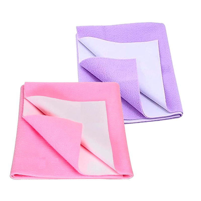 Saugat Traders Waterproof Baby Bed Protector Dry Sheet -Baby Dry Cloth-Small Size 70 * 50, Pack of 2 (Purple-Baby Pink) - Image 1
