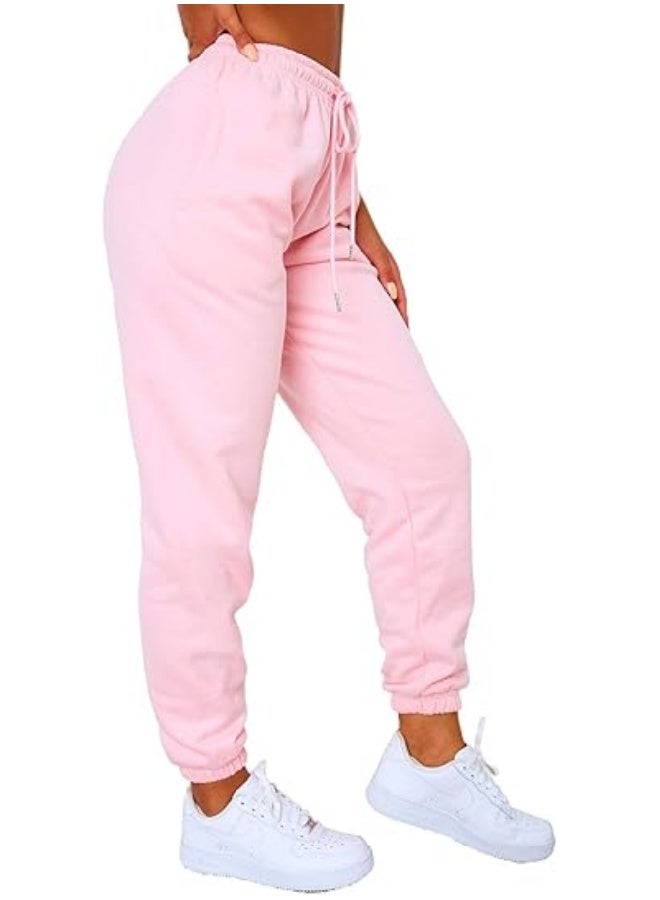 NIBEMINENT سروال رياضي نسائي عالي الخصر مع حبل سحب، بنطال جوجر، بنطال رياضي بقاع مشدود، سروال تمرين - Image 1