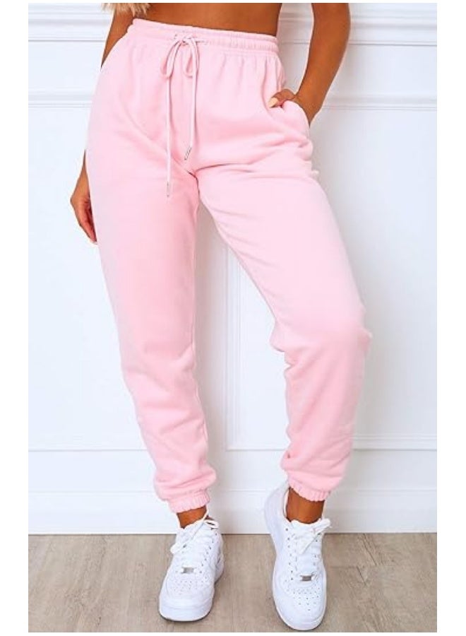 NIBEMINENT سروال رياضي نسائي عالي الخصر مع حبل سحب، بنطال جوجر، بنطال رياضي بقاع مشدود، سروال تمرين - Image 2