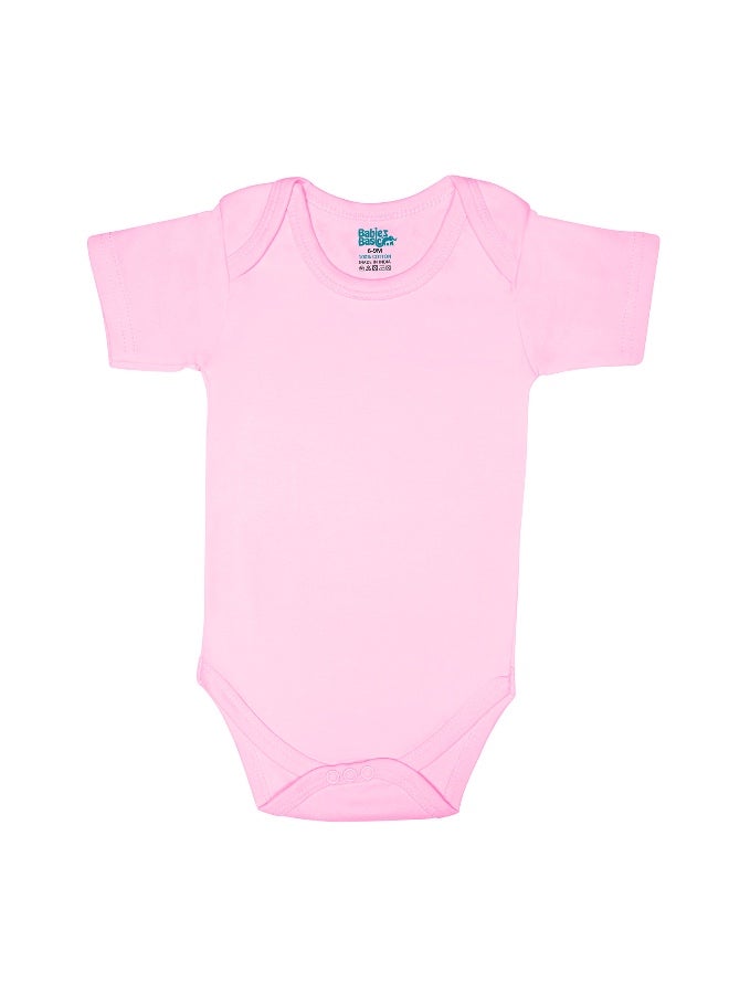 Babies Basic 100% Super Combed Cotton, Short Sleeves Romper/Bodysuit, For New Born To 24Months, Set Of 6 - Pink, Lemon, Cream  - Image 3