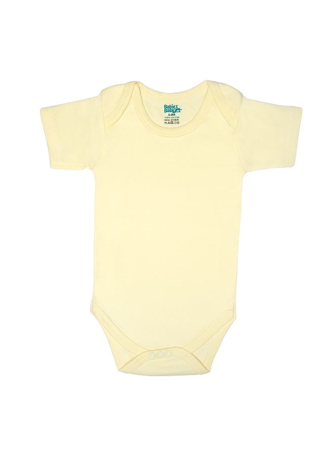 Babies Basic 100% Super Combed Cotton, Short Sleeves Romper/Bodysuit, For New Born To 24Months, Set Of 6 - Pink, Lemon, Cream  - Image 2