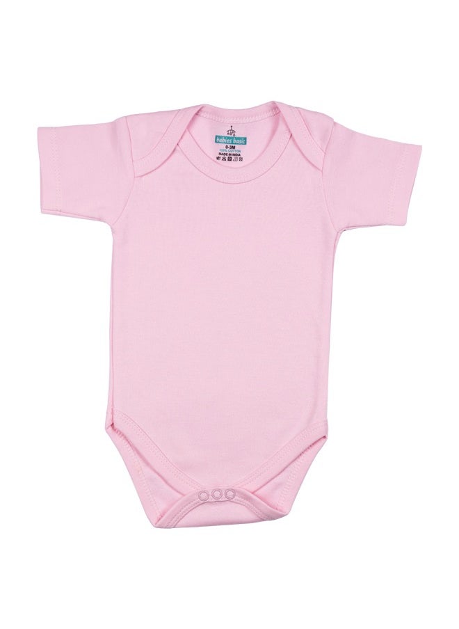 Babies Basic 100% Super Combed Cotton, Short Sleeves Romper/Bodysuit, For New Born To 24Months, Set Of 6 - Pink, Lemon, Cream  - Image 3