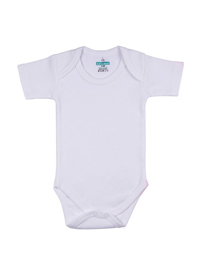 Babies Basic 100% Super Combed Cotton, Short Sleeves Romper/Bodysuit, For New Born To 24Months, Set Of 6 - Pink, Lemon, Cream  - Image 4