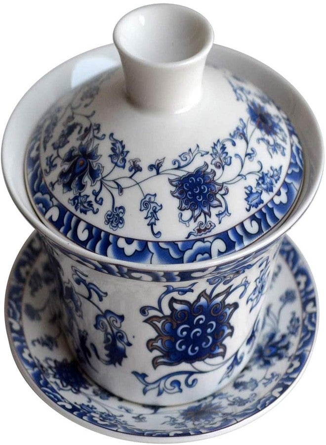 Eplze YBK Tech 10oz Large Gaiwan, Porcelain Kung Fu Tea Cup with Saucer and Lid, Chinese Traditional Gaiwan, Sancai Tea Bowl (1#) - Image 1