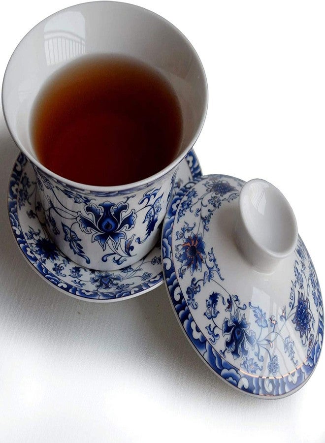 Eplze YBK Tech 10oz Large Gaiwan, Porcelain Kung Fu Tea Cup with Saucer and Lid, Chinese Traditional Gaiwan, Sancai Tea Bowl (1#) - Image 4