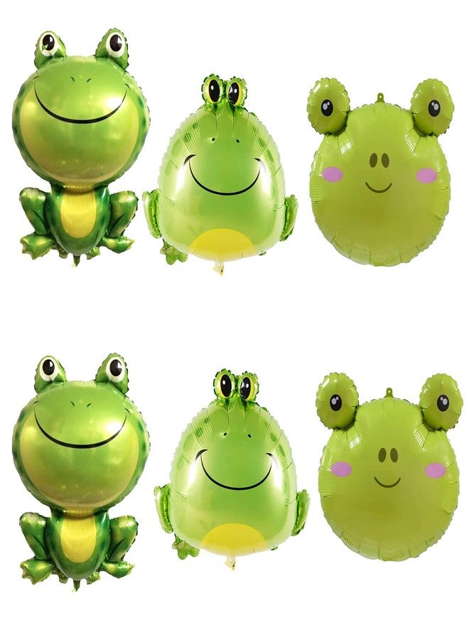 LYK 6PCS Green Frog Foil Balloons Large Inflatable Air Cute Frog Mylar Balloon for Bby Shower Insect Animal Themed Party Birthday Decoration Supplies - Image 2