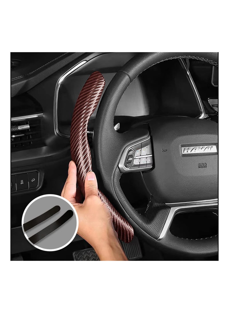 Carbon Fiber Pattern Steering Wheel Cover, Anti-Slip Segmented Steering Wheel Protector Car Accessory for Women&Man, Suitable for Most Models(Coffee) - Image 3