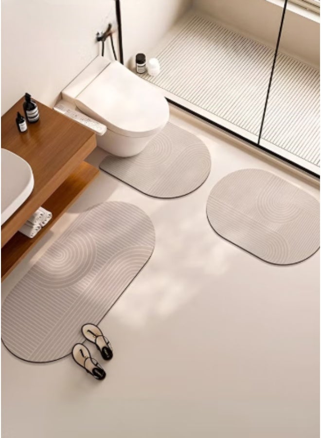 3PCS Absorbent Bath Mat Rug Sets,Quick Drying Mat Silicone Magic Bath Mat Non-slip Floor Rug Rubber Backed For Bathroom Kitchen Shower Sink (50x55+40x80+40x60cm,Gray) - Image 1