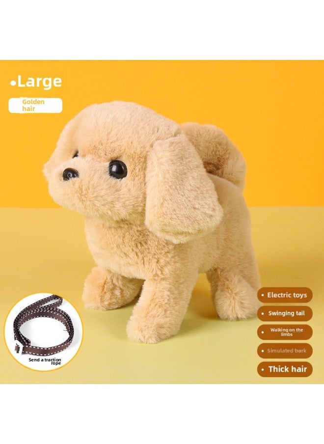Dog Electric Plush Toy Doll Walking Smart Machine Golden Hair Call Doll Pet Toy Teddy-Color:Large Electric Golden Retriever + Traction Rope  - Image 1