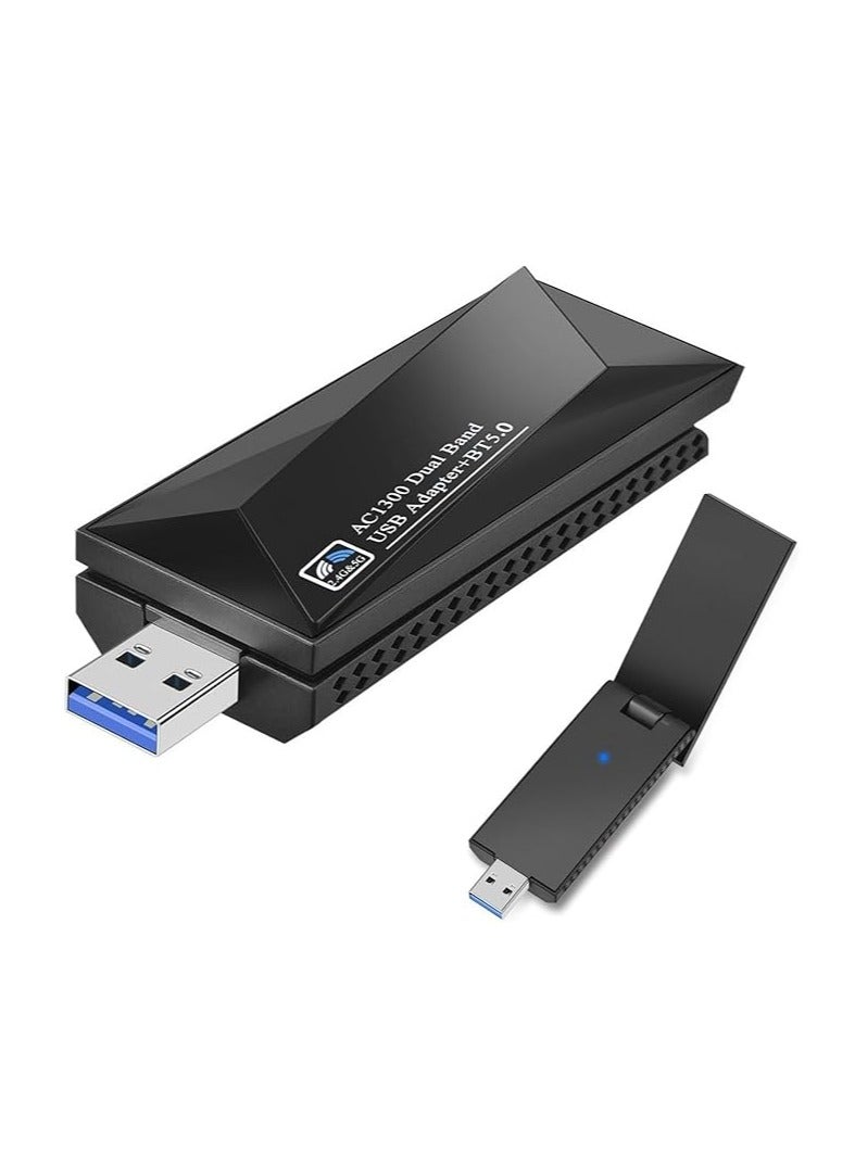 General 1300Mbps USB WiFi Adapter Dongle 2.4G/5G Dual Band Wi-Fi Adapter for Desktop PC, MU-MIMO, USB 3.0, Compatible with Windows 11, 10, 8.1, 8, 7, XP/Mac OS X  - Image 1