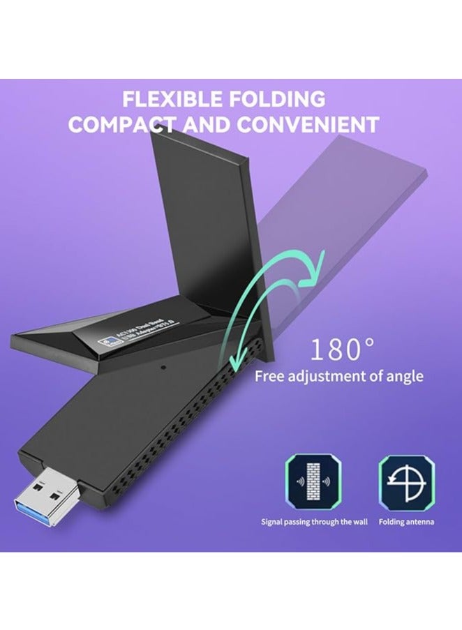 General 1300Mbps USB WiFi Adapter Dongle 2.4G/5G Dual Band Wi-Fi Adapter for Desktop PC, MU-MIMO, USB 3.0, Compatible with Windows 11, 10, 8.1, 8, 7, XP/Mac OS X  - Image 4