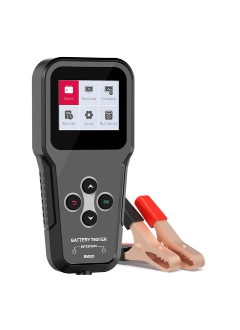 Multi-Voltage Car Battery Tester 6V 12V 24V, BM520 Automotive Battery Load Tester 100-2000 CCA Auto Battery Tester Digital Battery Analyzer Auto Battery Capacity and Load Tester for Car Motorcycle AT