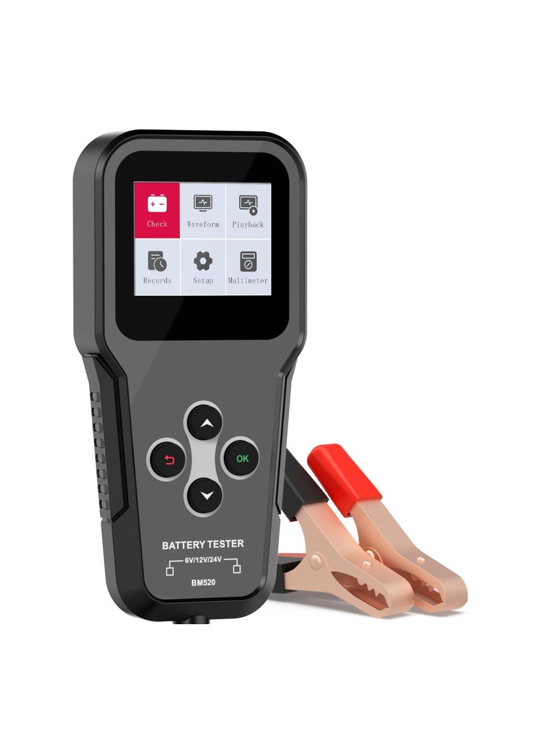 Multi-Voltage Car Battery Tester 6V 12V 24V, BM520 Automotive Battery Load Tester 100-2000 CCA Auto Battery Tester Digital Battery Analyzer Auto Battery Capacity and Load Tester for Car Motorcycle AT
