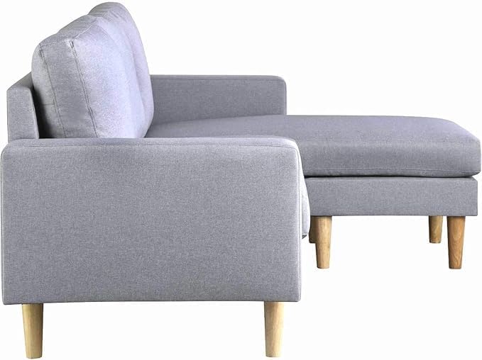 Harmony Home Studio Luxe L-Shaped Sectional Sofa w/Reversible Chaise, Wood Legs, Modern Scandinavian Corner Sofa Convertible Living room furniture, 194x128x87cm, Storm Grey, HC Home Canvas; Strom Grey - Image 4
