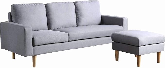 Harmony Home Studio Luxe L-Shaped Sectional Sofa w/Reversible Chaise, Wood Legs, Modern Scandinavian Corner Sofa Convertible Living room furniture, 194x128x87cm, Storm Grey, HC Home Canvas; Strom Grey - Image 5