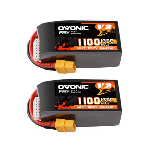 OVONIC 130C 6S 1100mah Lipo Battery 22.2V Pack with XT60 Plug for FPV Racing - Image 1