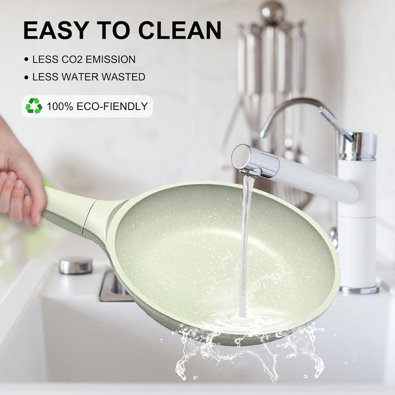Xuanying Non Stick Frying Pan 11 Inch with Tempered Glass Lid - Super Nonstick, 100% PFOA/PFAS Free & Healthy Non-Toxic - Omelette & Egg Pan Skillet for All Stovetops (Induction/Gas/Electric), Dishwasher Safe - Image 4