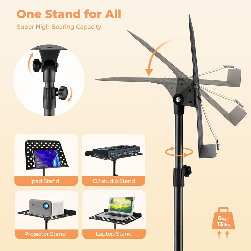 Vangoa Music Stand, Professional Portable Music Stand for Sheet Music with Violin Hanger, Folding Sheet Music Folder Music Instrument Stand with Carrying Bag, MD-3 - Image 5