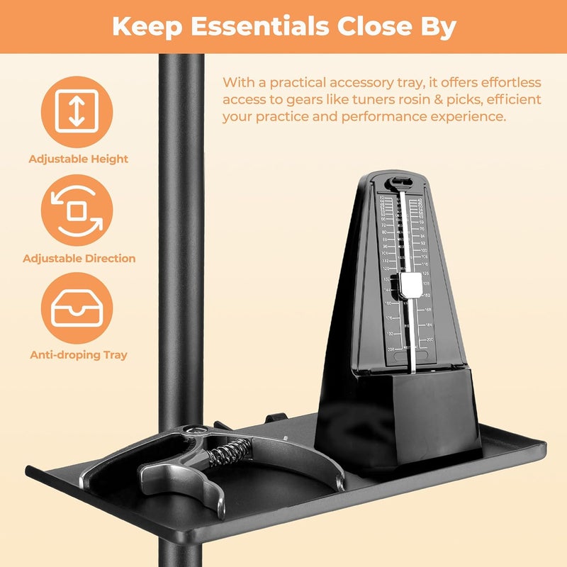 Vangoa Music Stand, Professional Portable Music Stand for Sheet Music with Violin Hanger, Folding Sheet Music Folder Music Instrument Stand with Carrying Bag, MD-3 - Image 3