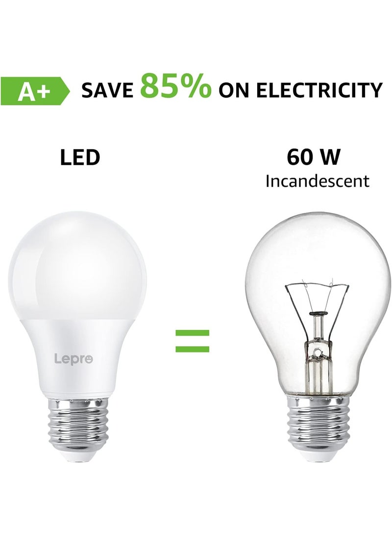 Lepro E27 Screw Bulb, Cool White 6500K, 60W Equivalent E27 LED Bulb, 8.5W 806lm Edison Screw Bulb, GLS Energy Saving E27 A19 LED Light Bulbs, Non-dimmable, Pack of 6 - Image 2